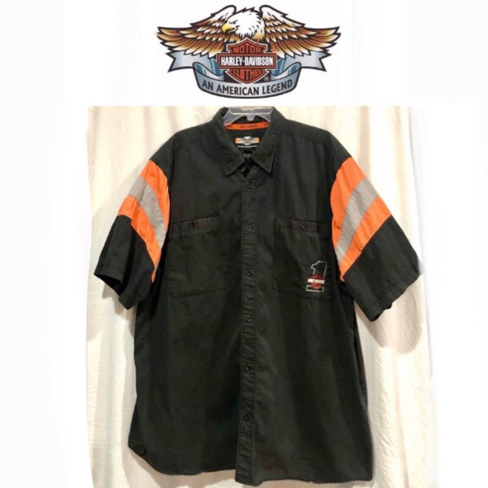 HARLEY-DAVIDSON american legend men’s Racing Garage buttoned shirt size2XL EUC